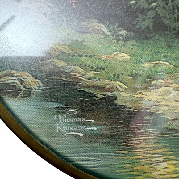 Thomas Kinkade Stained Glass Country Cottage Scene Oval 6.5" Long Suncatcher - Picture 3 of 8